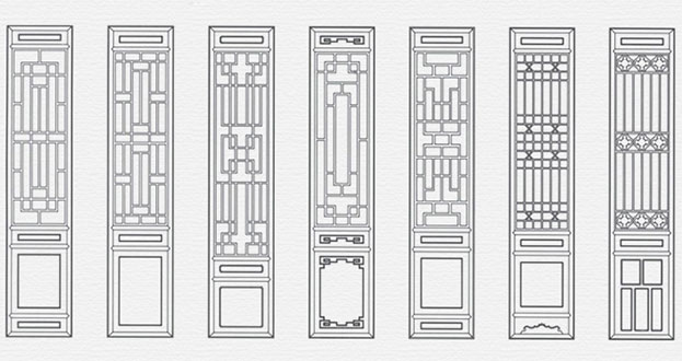 南涧常用中式仿古花窗图案隔断设计图